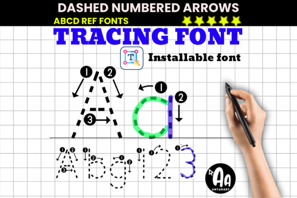 Abcd Ref Dashed Arrows Numbers: A Display Font with a Nostalgic Touch